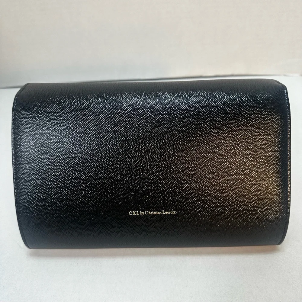 CXL By Christian Lacroix Black Paris Caviar Clutch W Detachable‎ Chain NWT